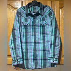 Rock 47 by Wrangler Women's Diamond Snap Western Cowgirl Shirt Size XXL